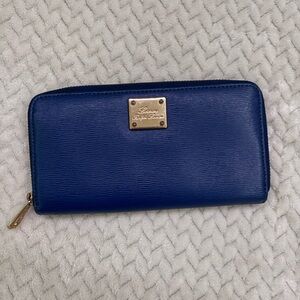 Lauren Ralph Lauren Navy Zip Wallet with Gold Plate